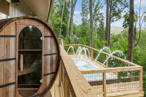 14 ft swim spa/pool  New Barrell Sauna - estimated 10/19 for those colder nights!