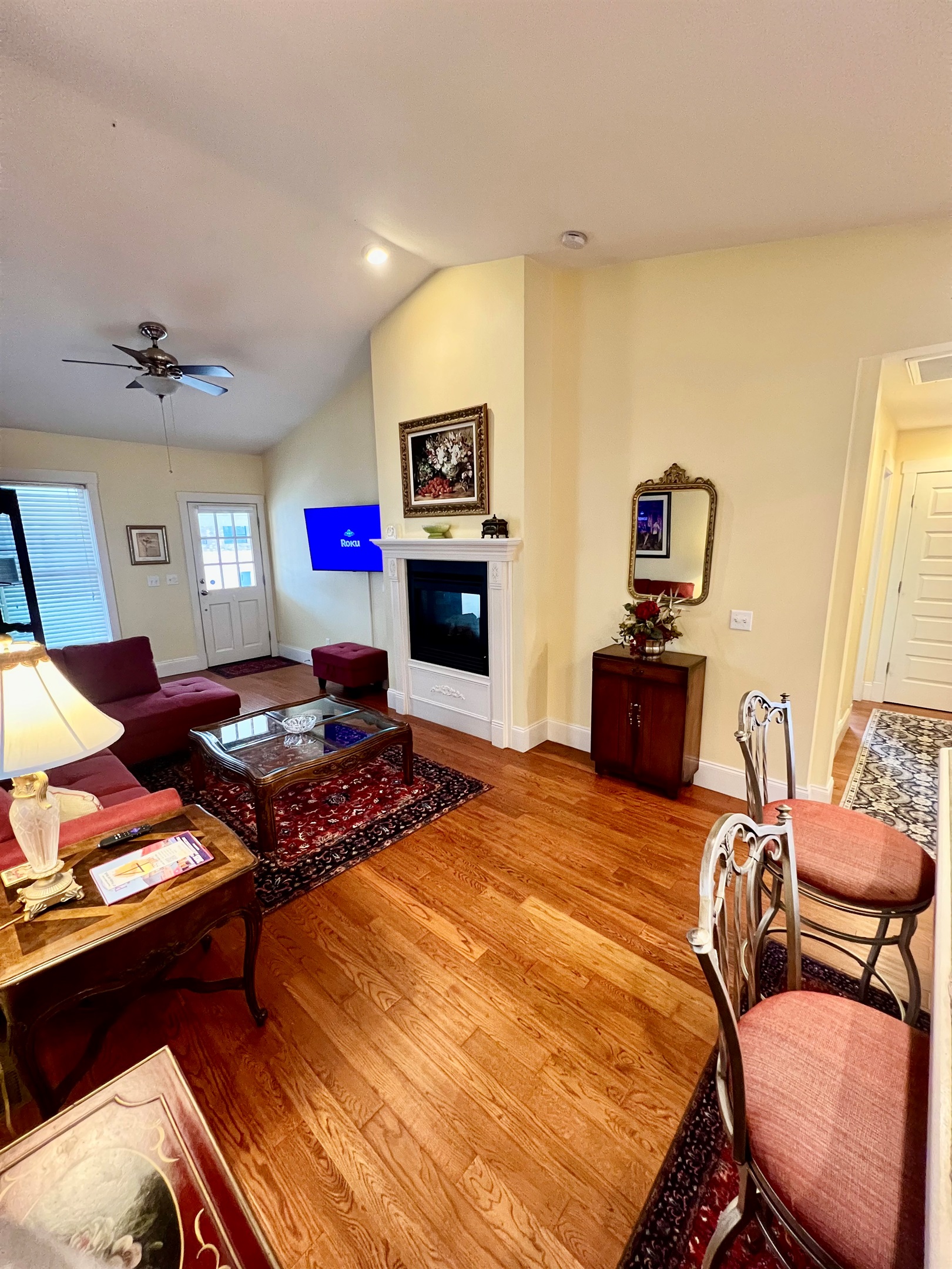 Relax and unwind in this cozy open-plan living room.