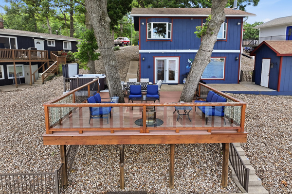 Patio with shade trees