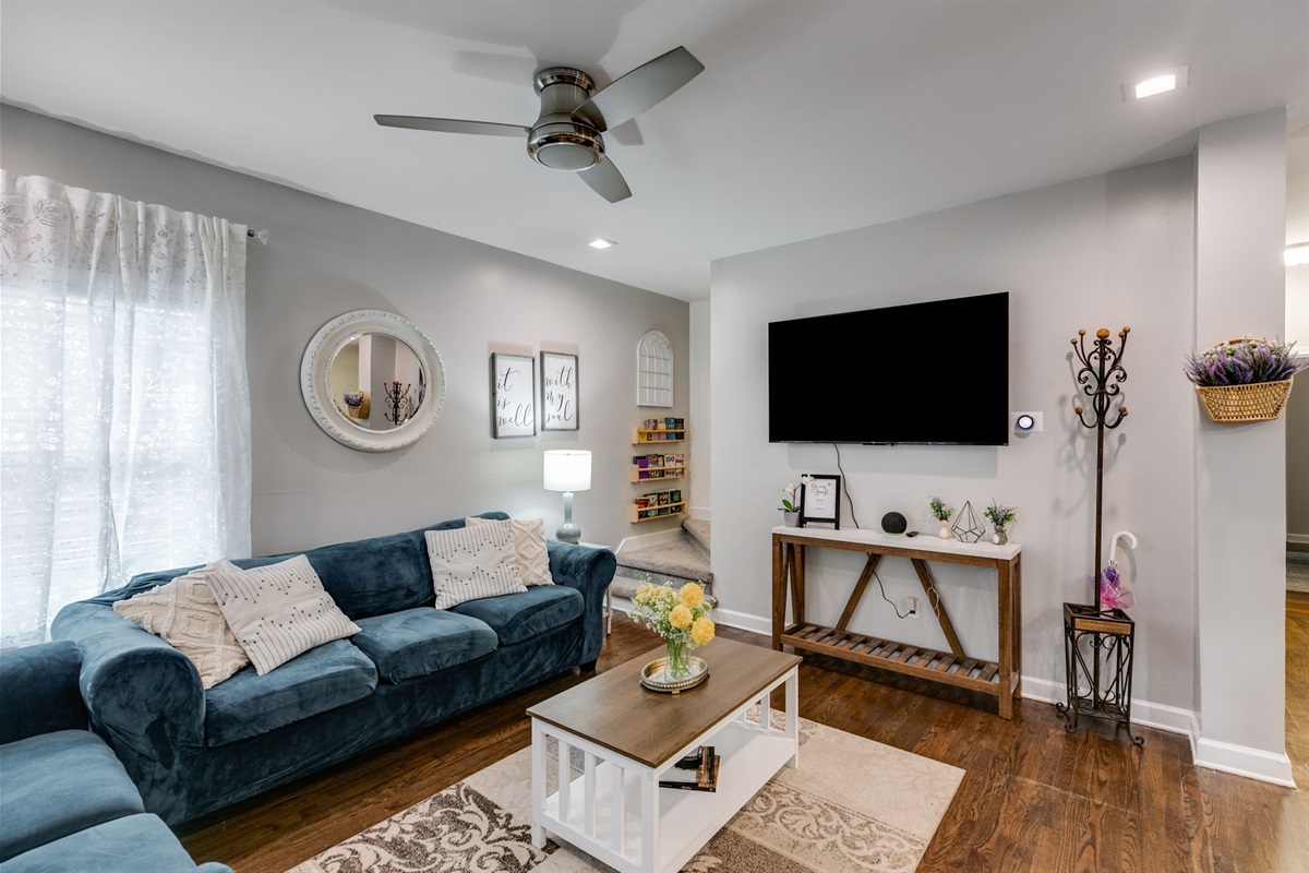 This cozy and plush couch is the perfect place to relax and unwind with your family or group of friends.