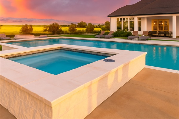outdoor heated pool area