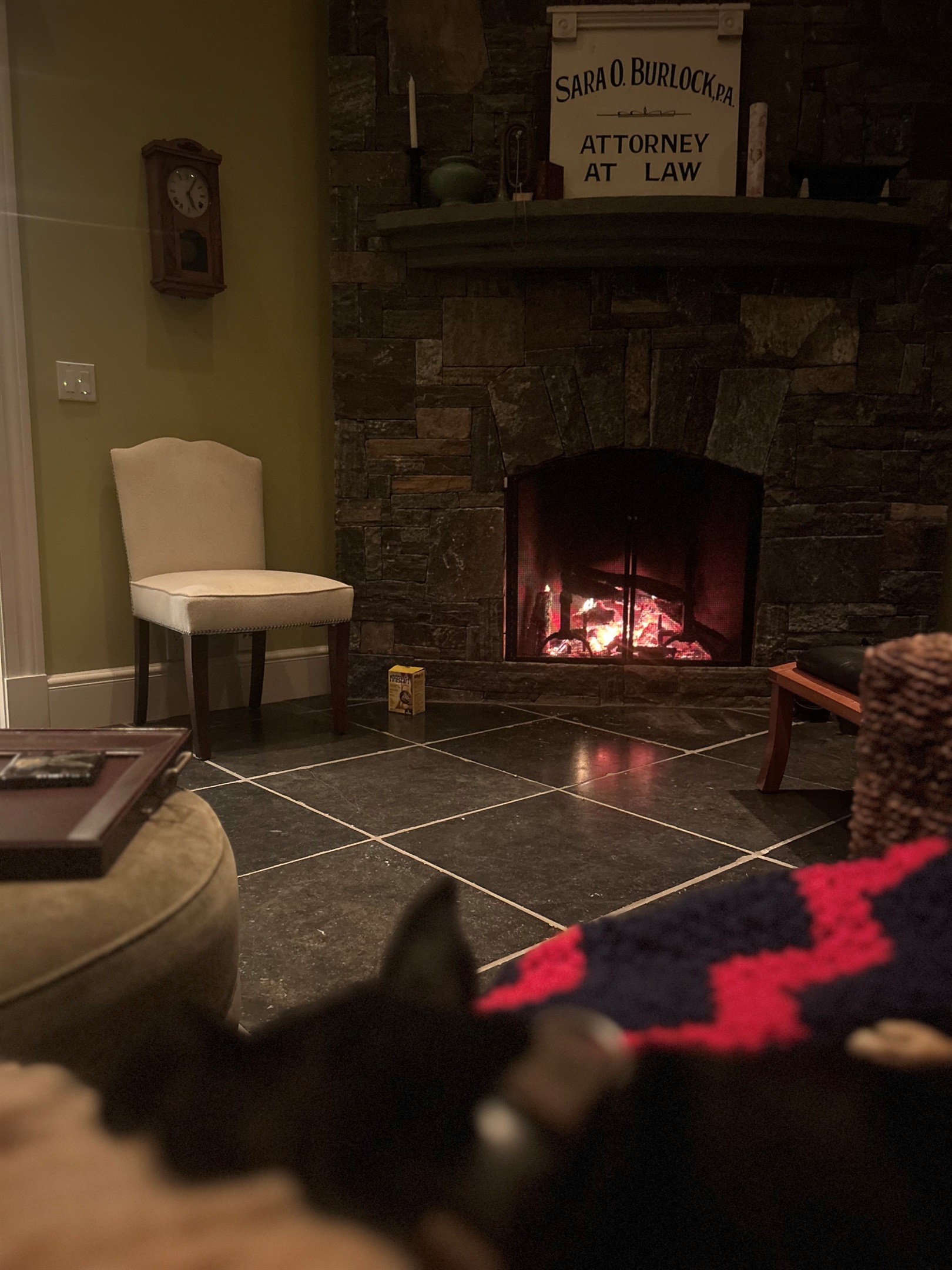 Sunroom 1. Ample comfortable seating. Wood-burning fireplace, vaulted ceilings, water views. Private entrance to the front deck porch ￼