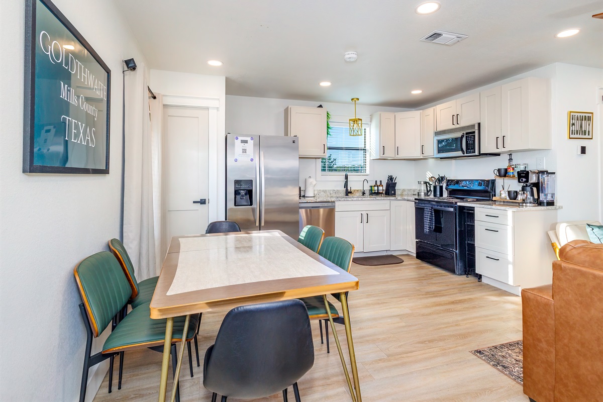 Gather around the table&mdash;dining area with seating for six.