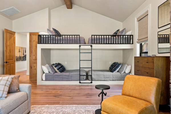 Fun hideaway for kids, but comfortable enough for adults - with four full-sized beds and an attached full bathroom