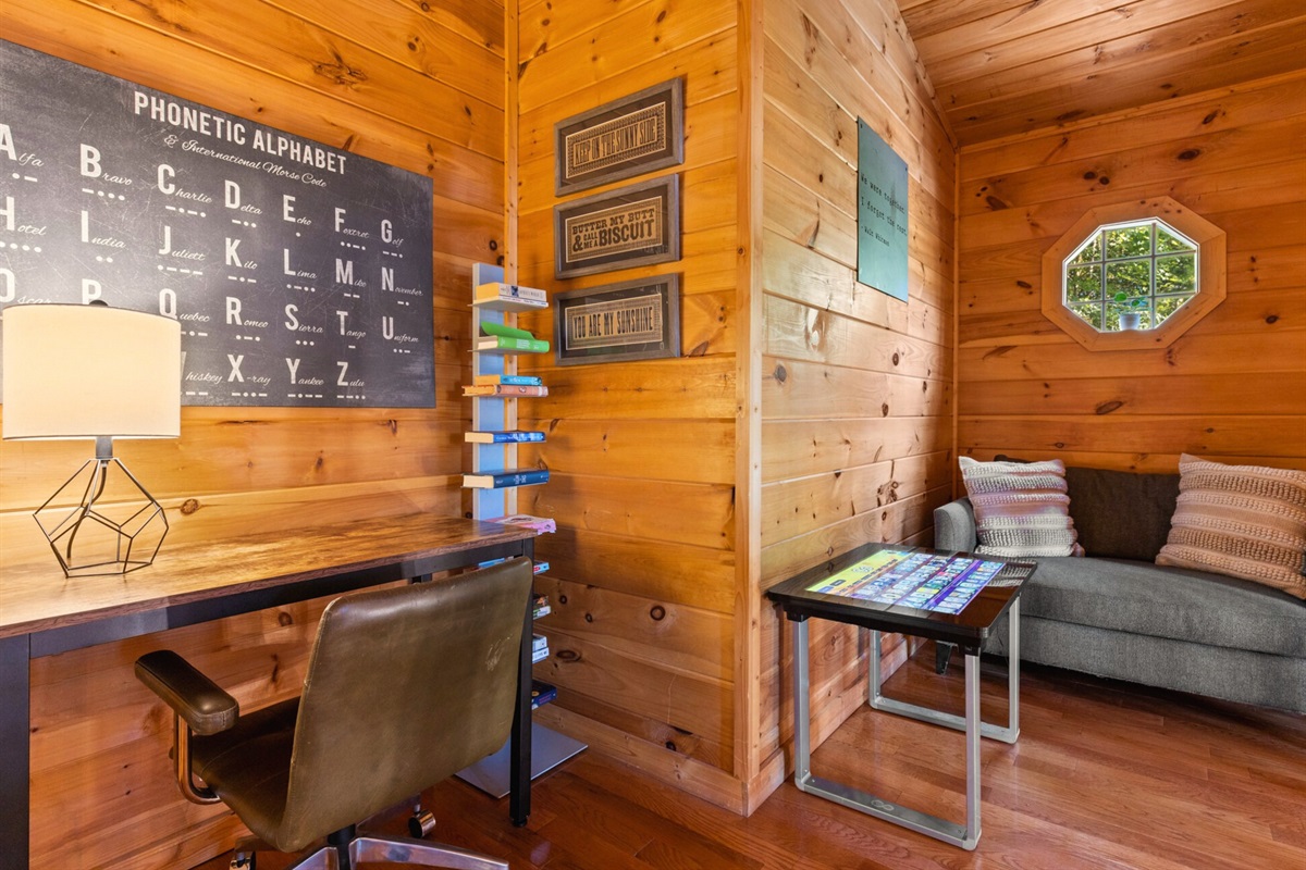 Stay connected in serenity... a dedicated desk space with mountain calm.