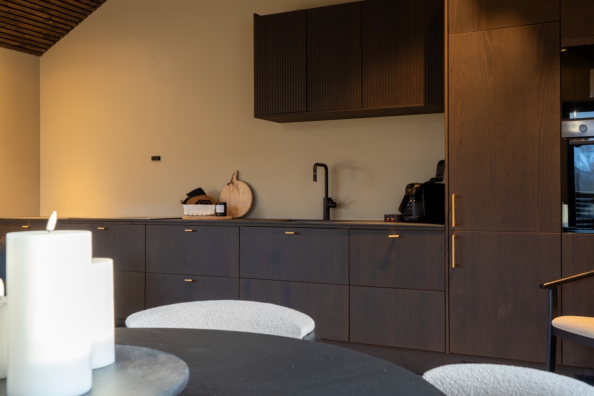 Kitchen, newly equipped with oven, micro oven, fridge and high current induction plate