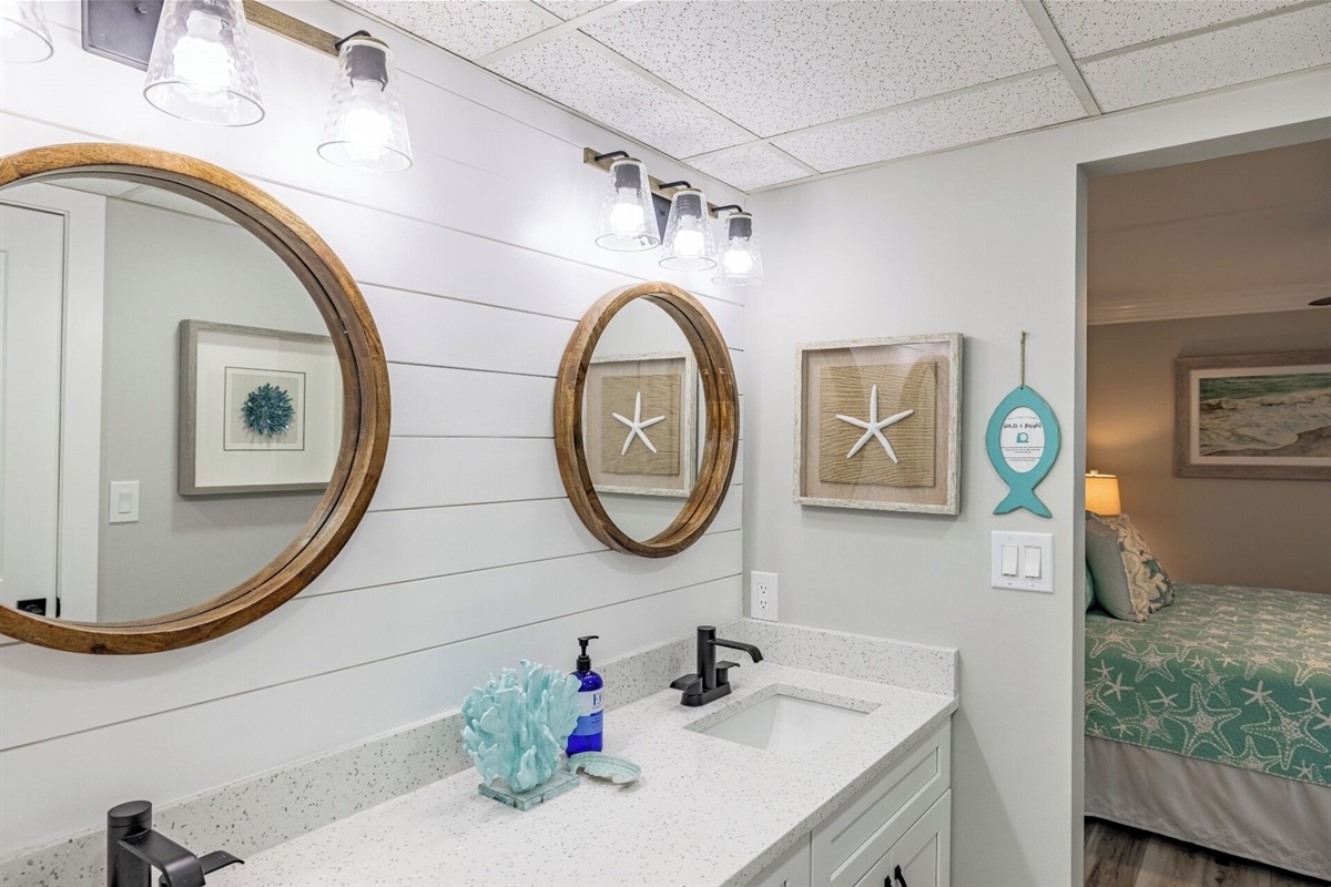 Master bathroom double vanity area