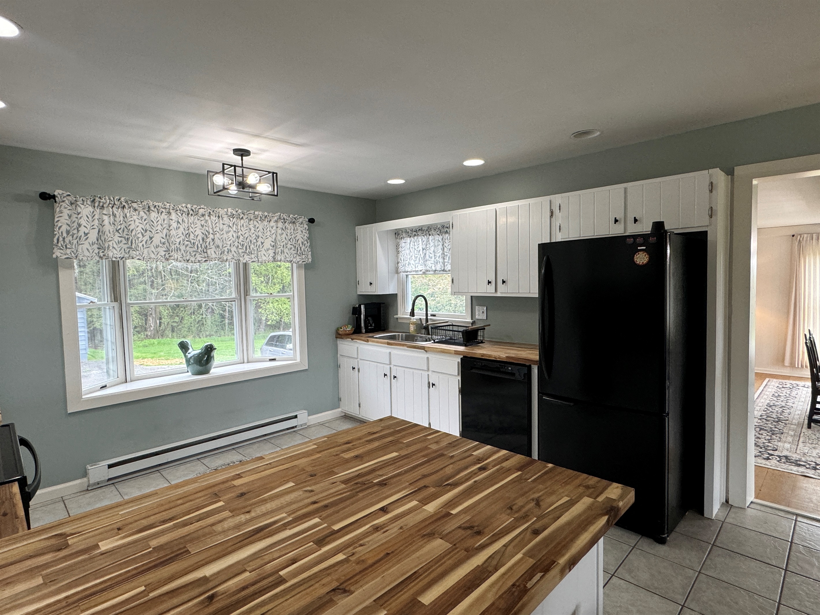 Butcher block counter tops in kitchen