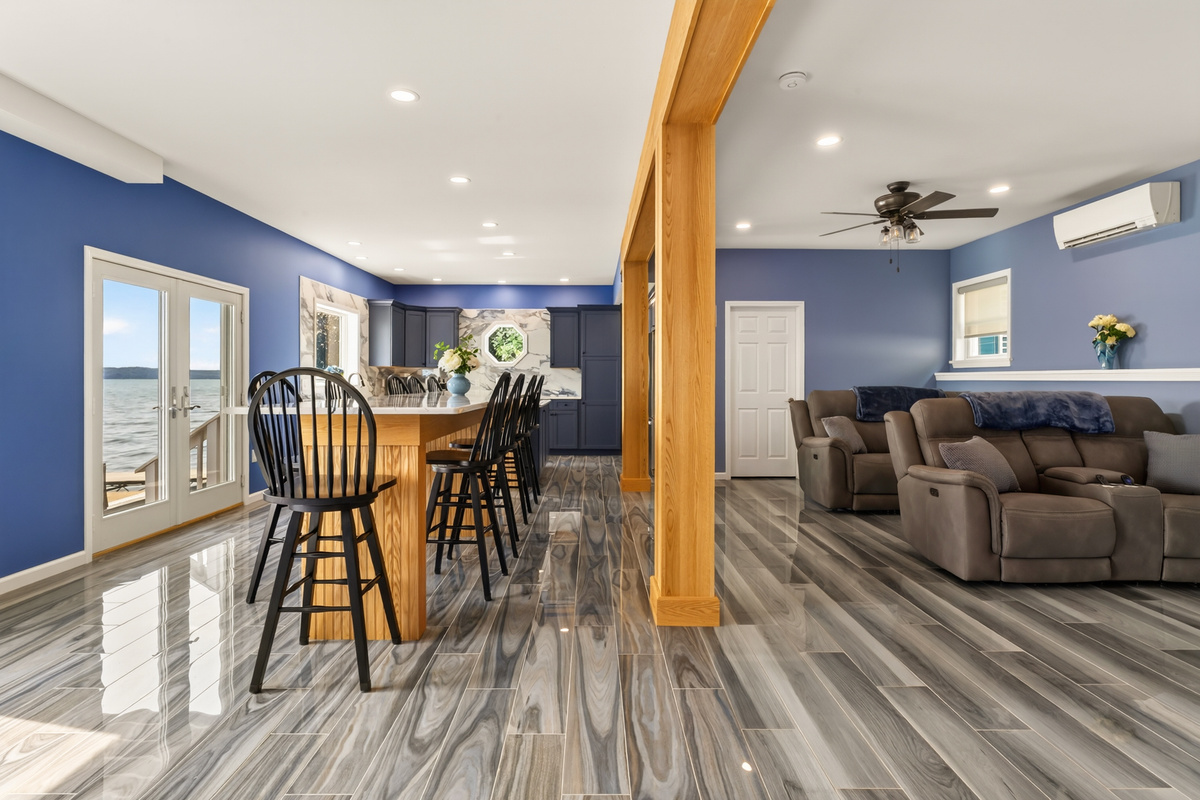 Dining area overlooking the living room