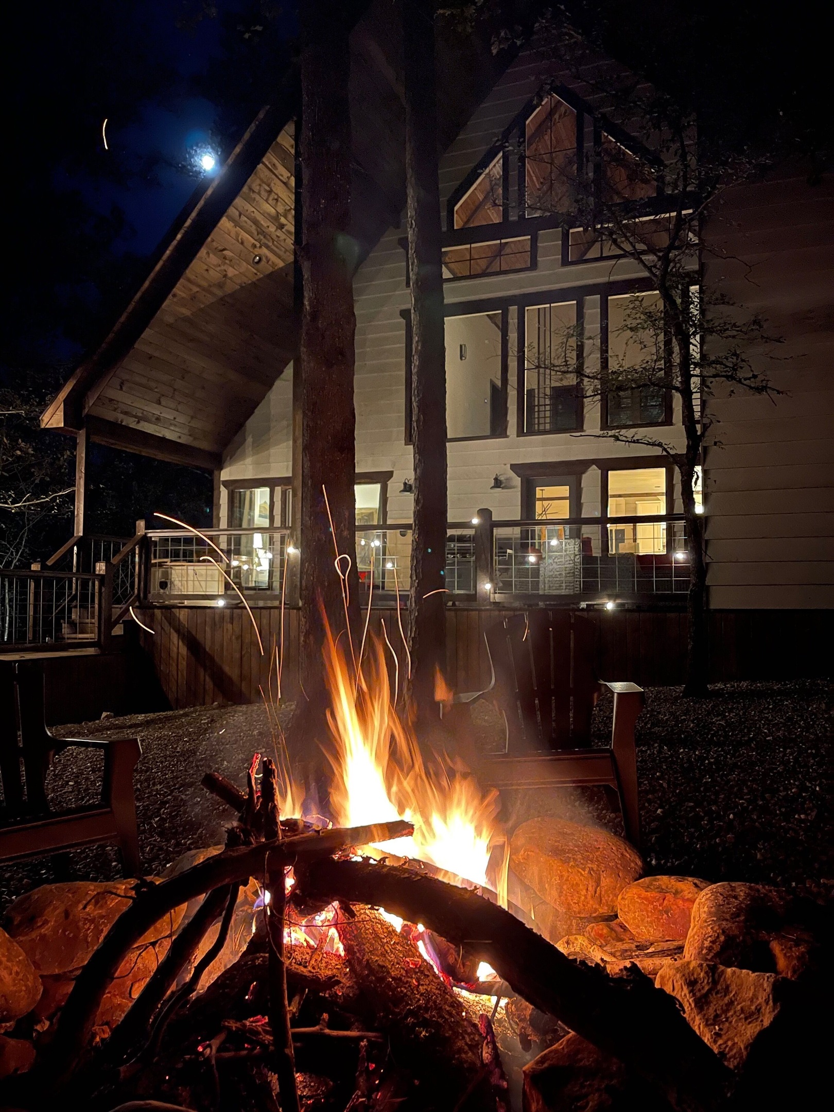 Beautiful evening at the cabin with a campfire and full moon to wrap up the day!