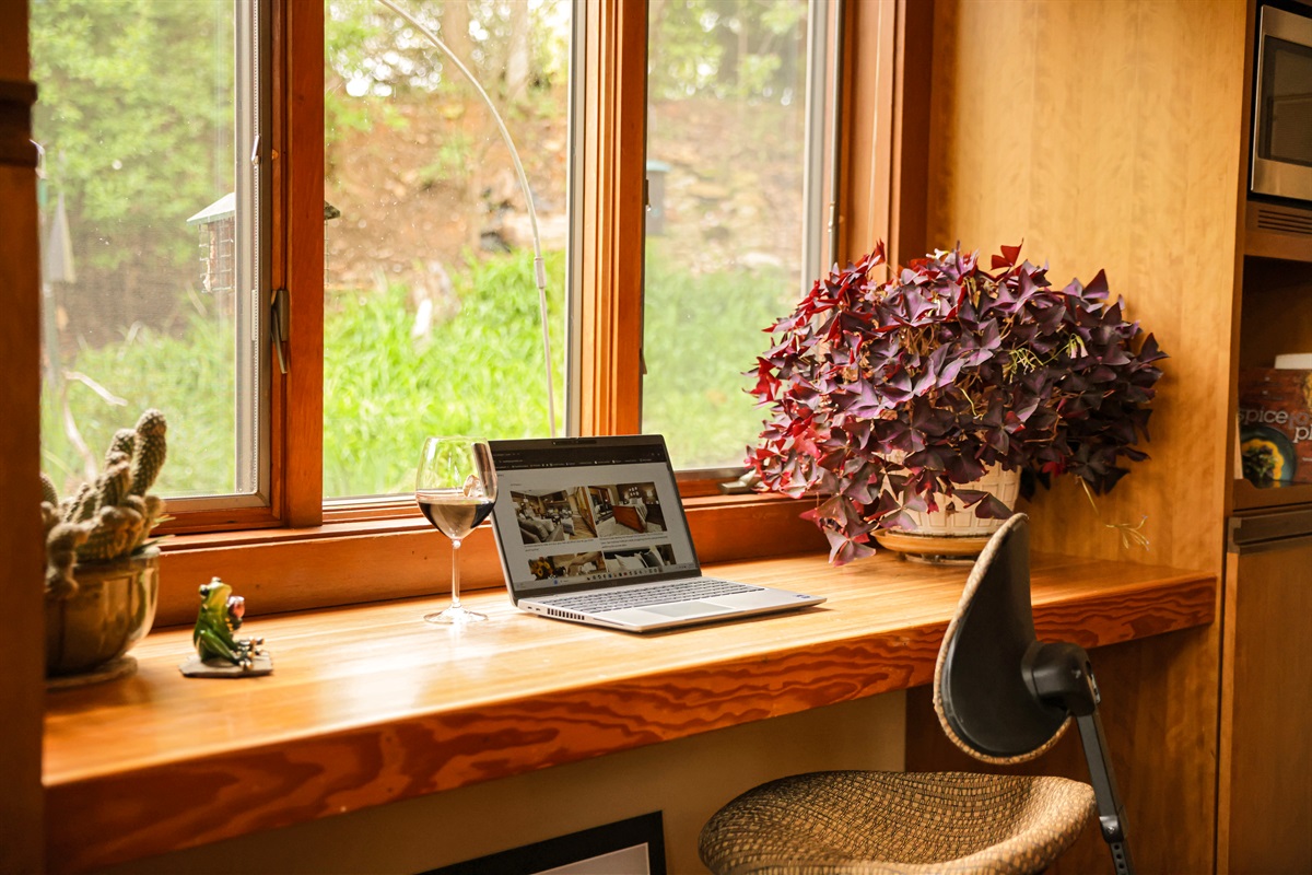 Wine. Work. Watching deer walk by...yay for you! We warn you...staying focused could be a challenge!