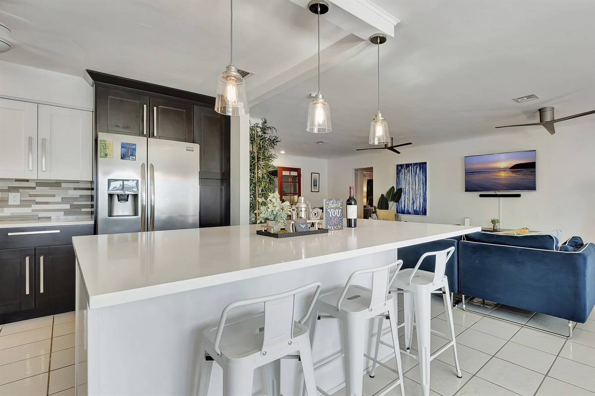 Take it easy in the morning on the kitchen island