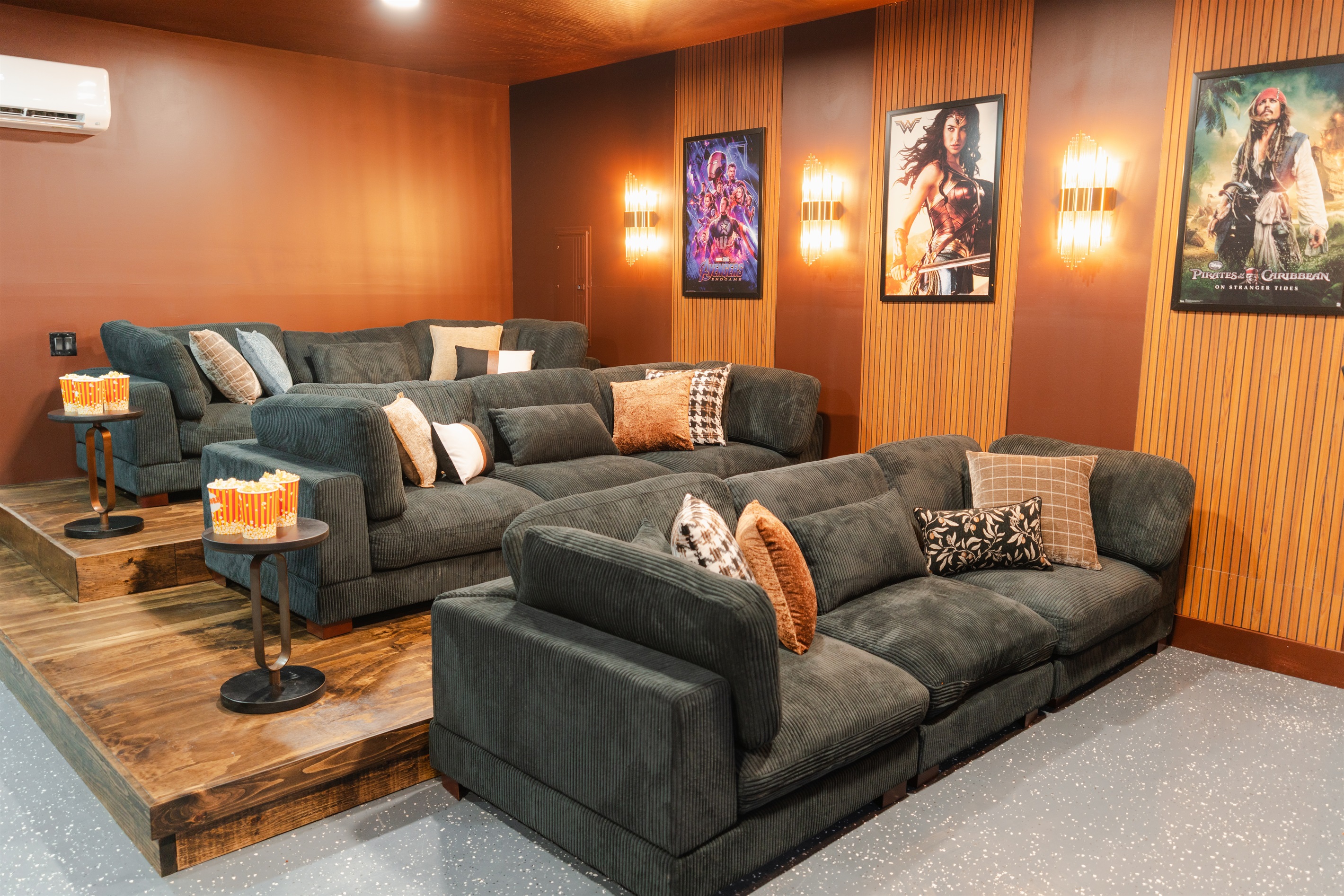 Grab the popcorn and settle in for a movie experience in the private theater room