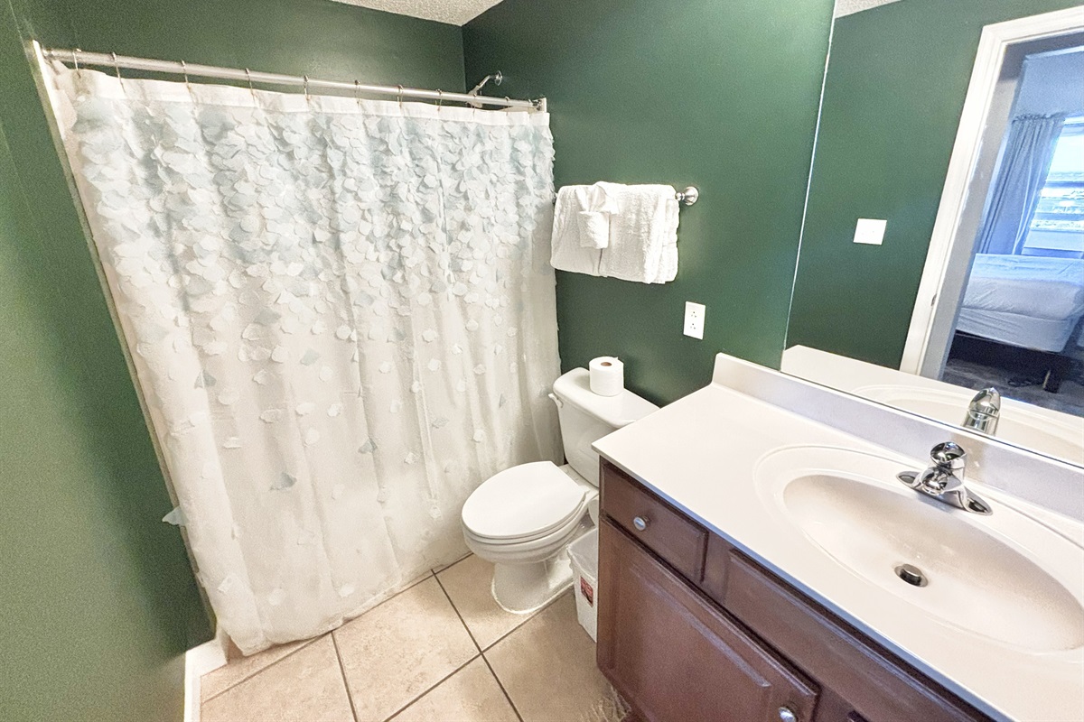Master bathroom with tub/shower combo