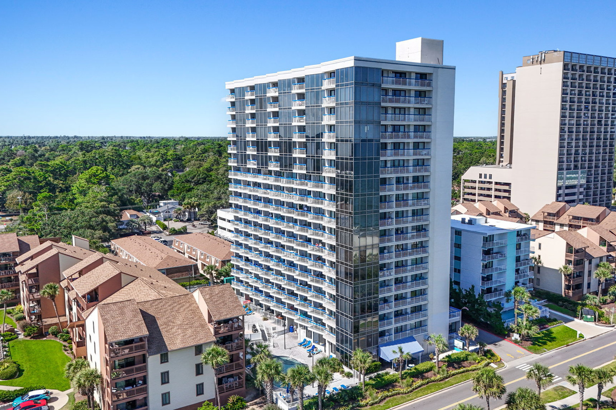 Aerial view of the Forest Dunes tower