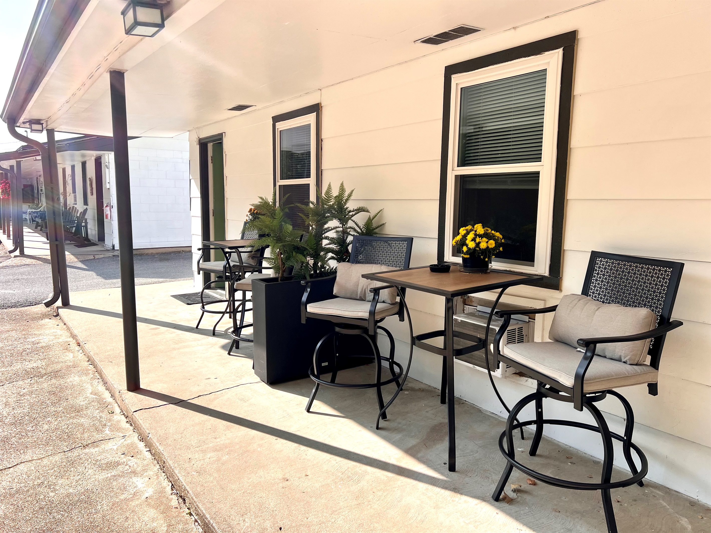 Cozy outdoor seating right outside your door.