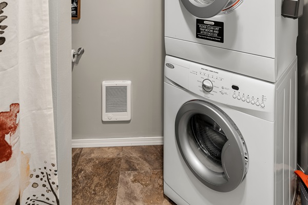 Laundry located in the main level bathroom.