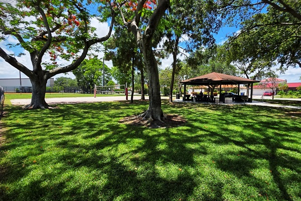 Relax and enjoy the shaded picnic areas at Floranada Park directly in front of the house