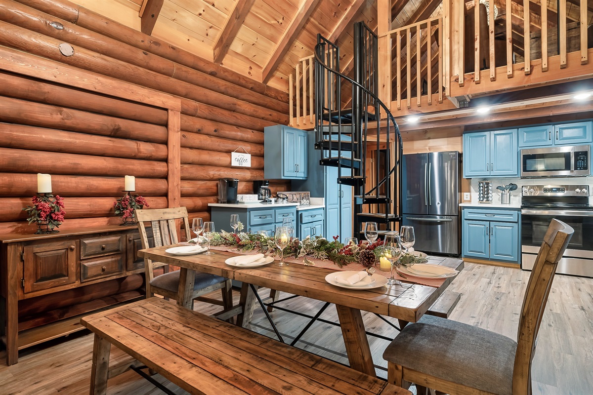 Be greeted by a spacious dining room and kitchen connecting to the family room