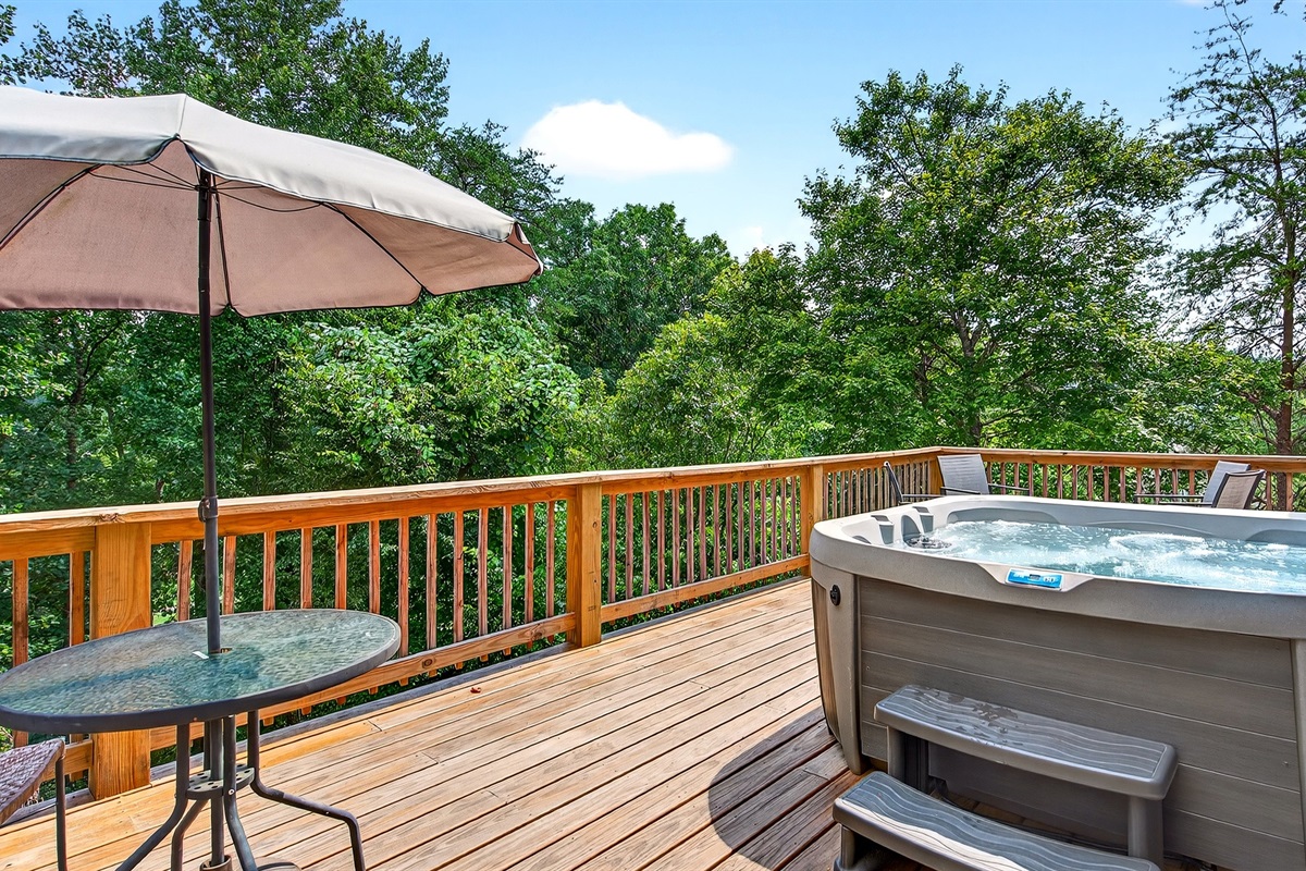 Outdoor relaxation by the hot tub