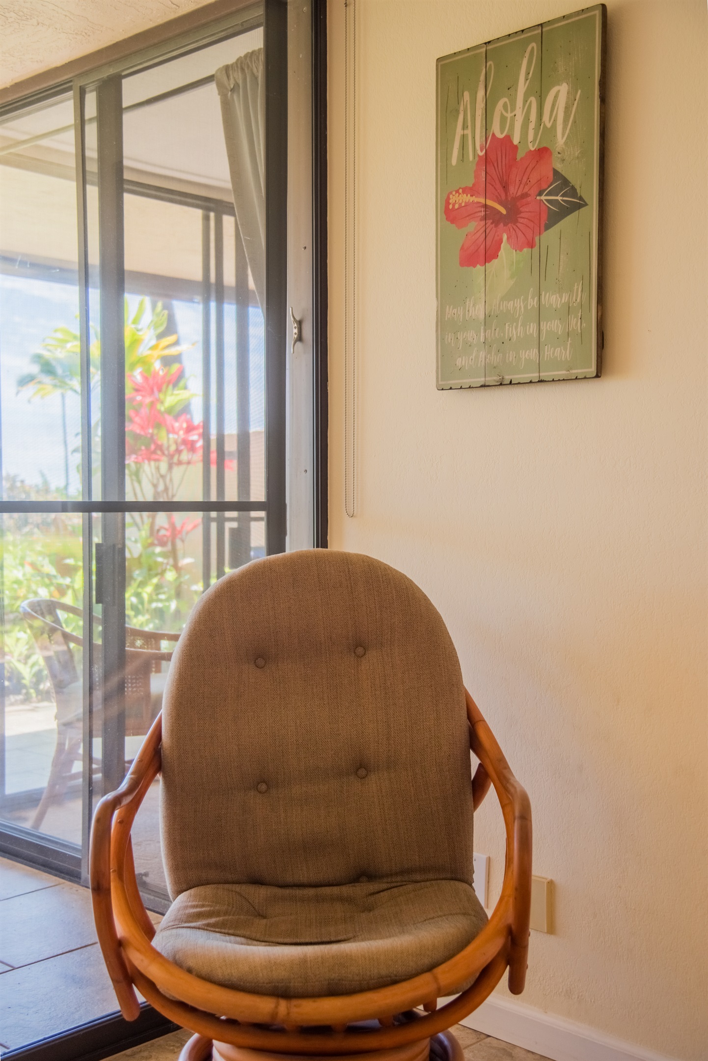Enjoy the open living area from the chair.