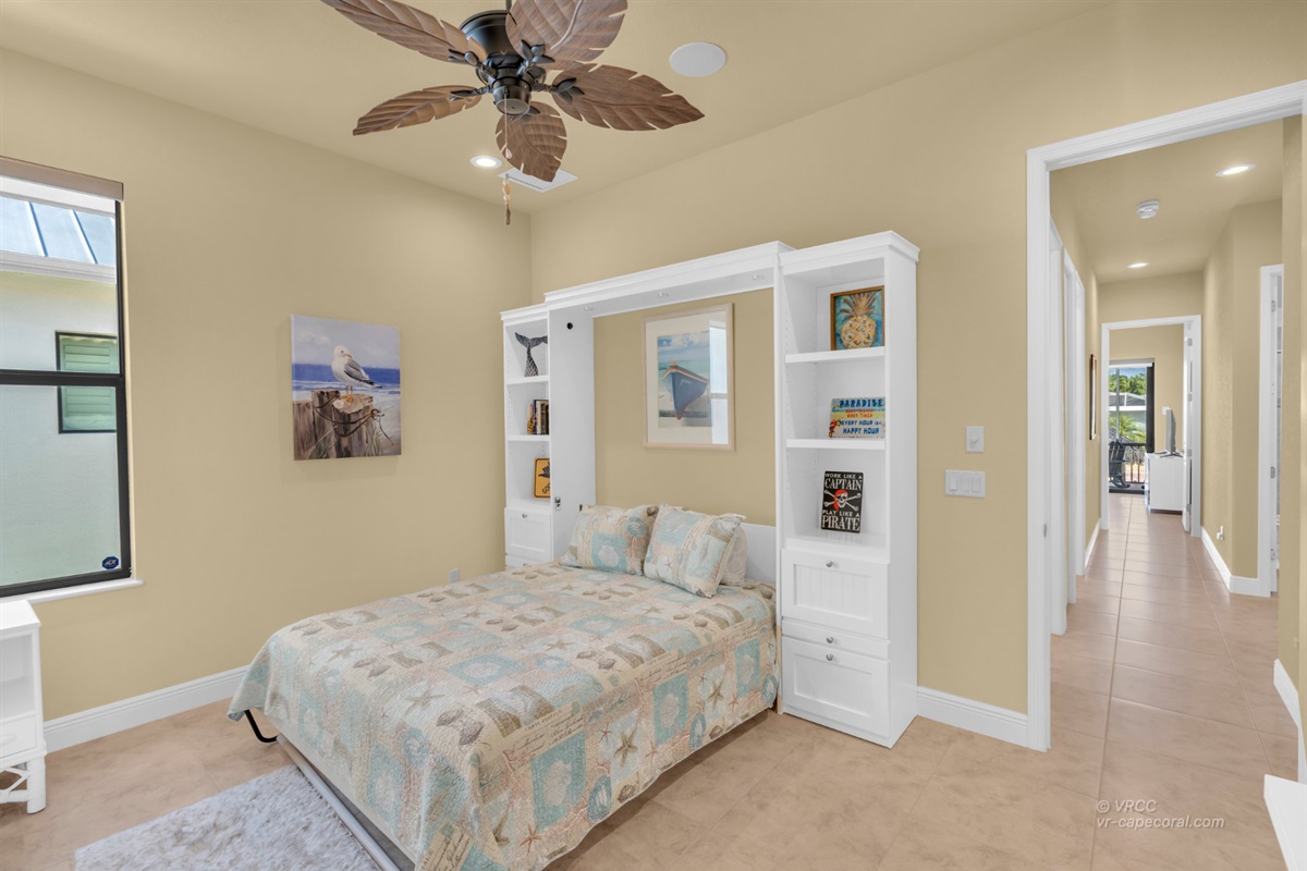 The office has a Murphy bed that can be pulled out for two extra guests