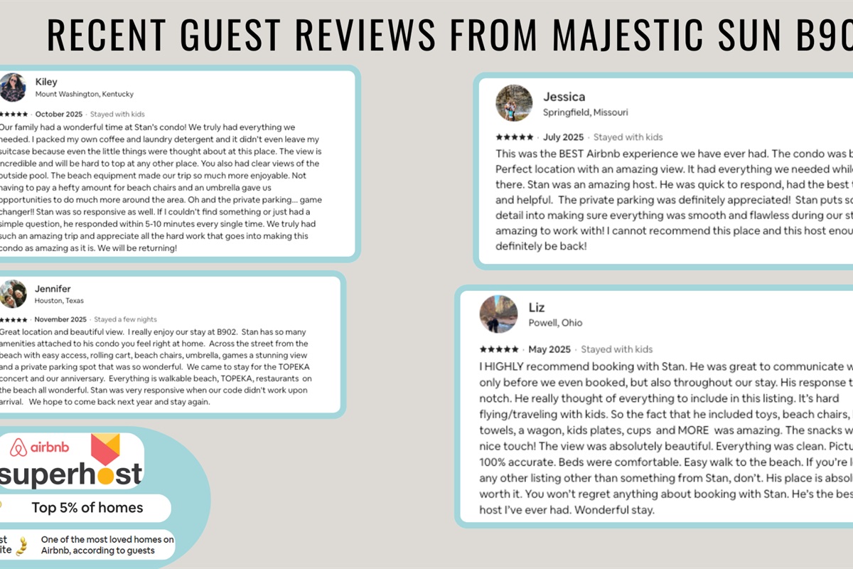 Recent reviews from happy guests show that you are in good hands!