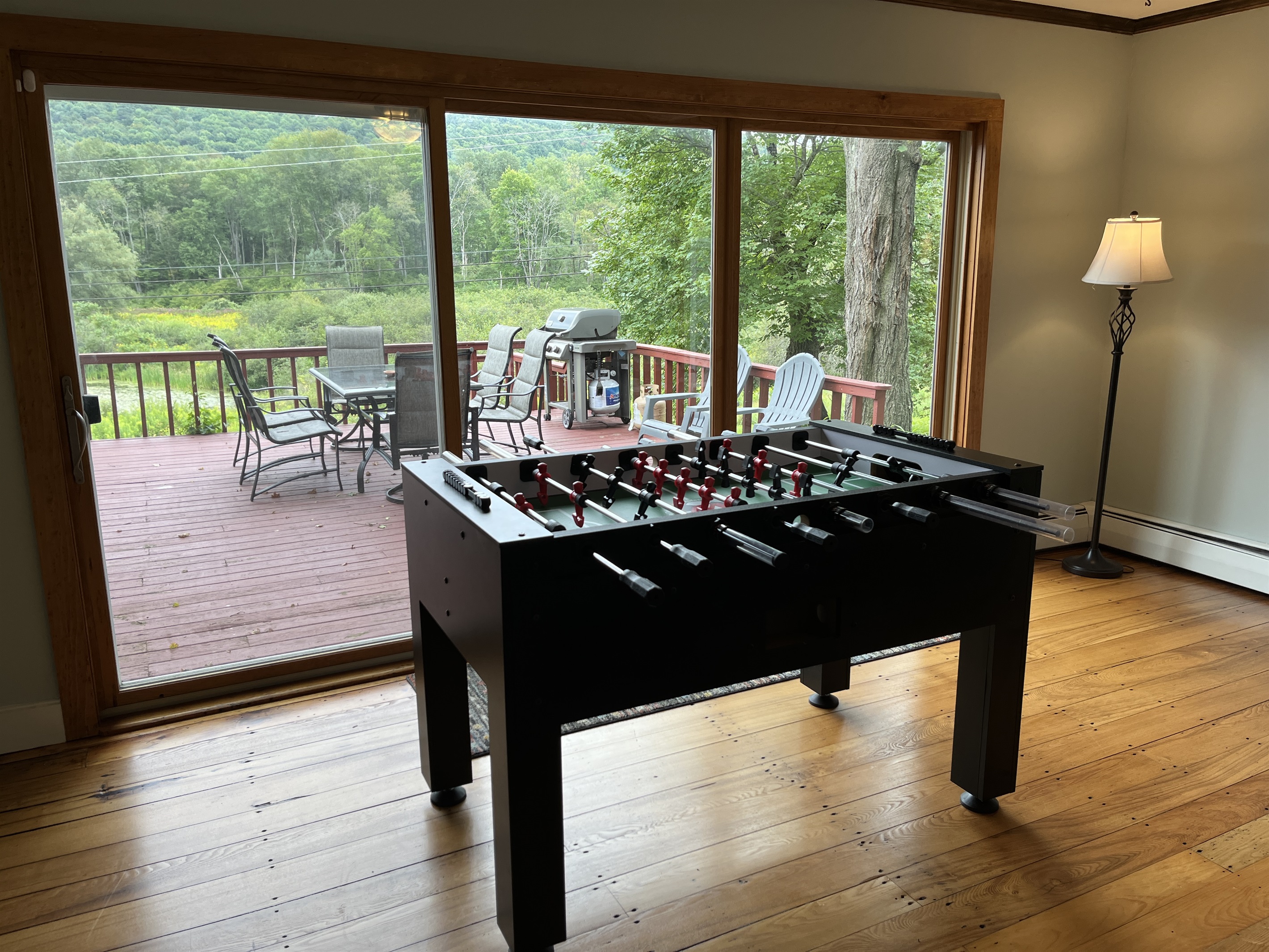 Cloverleaf Farm living room with foosball table for your enjoyment!