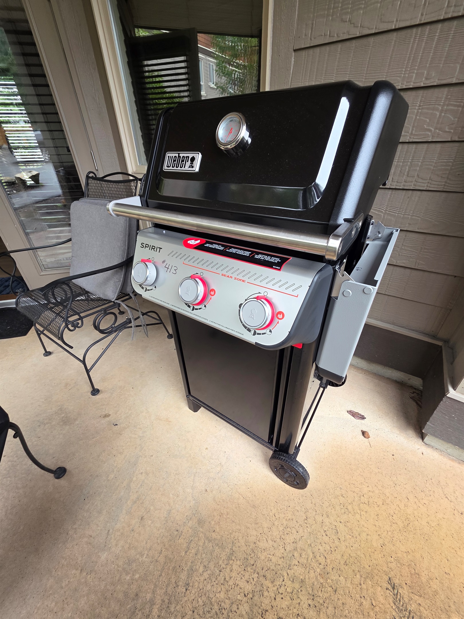 Weber propane BBQ on your private covered patio. Enjoy!