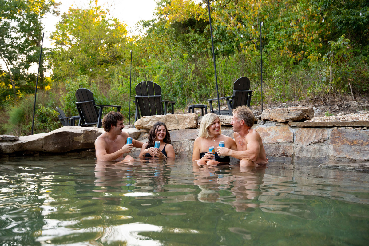 In warmer weather, cool off together in the spring-fed natural grotto, (conditions can vary naturally with rainfall and the seasons)