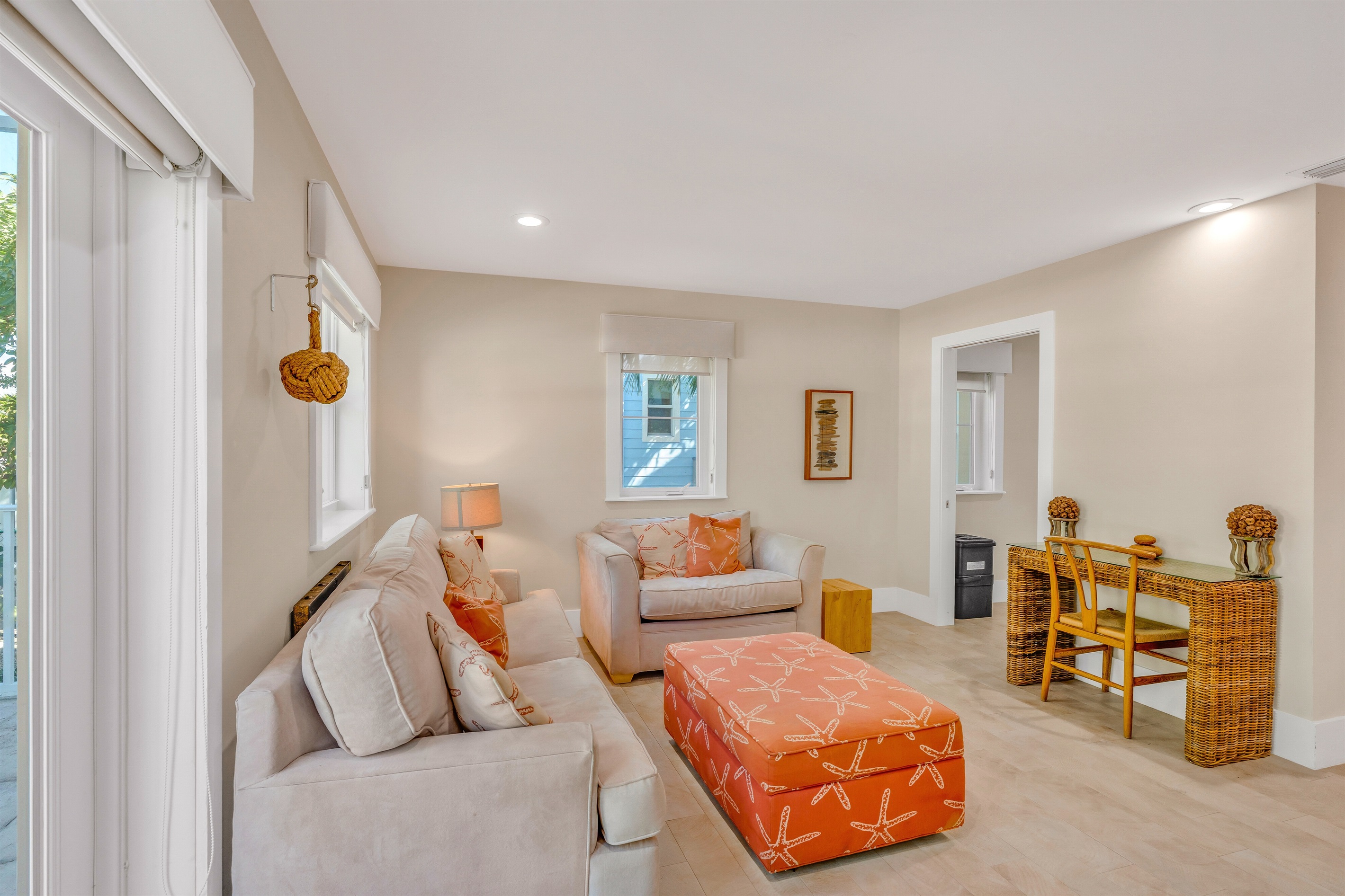 The bunk room also has it's living room lounging area and TV.