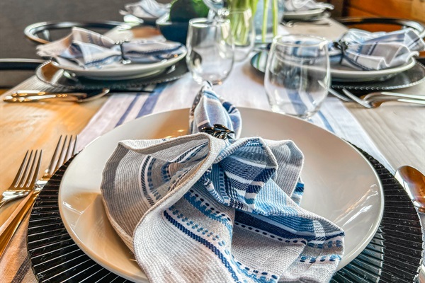 No mismatched plates here. Our kitchen is stocked with beautiful plate ware!