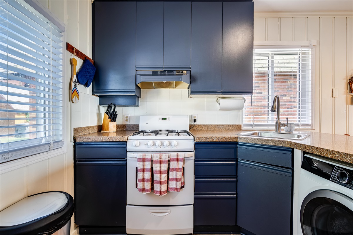 Blue built-ins anchor the room with depth and character.