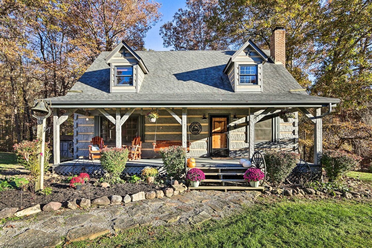 Relax on the custom Amish porch swing and glider chairs