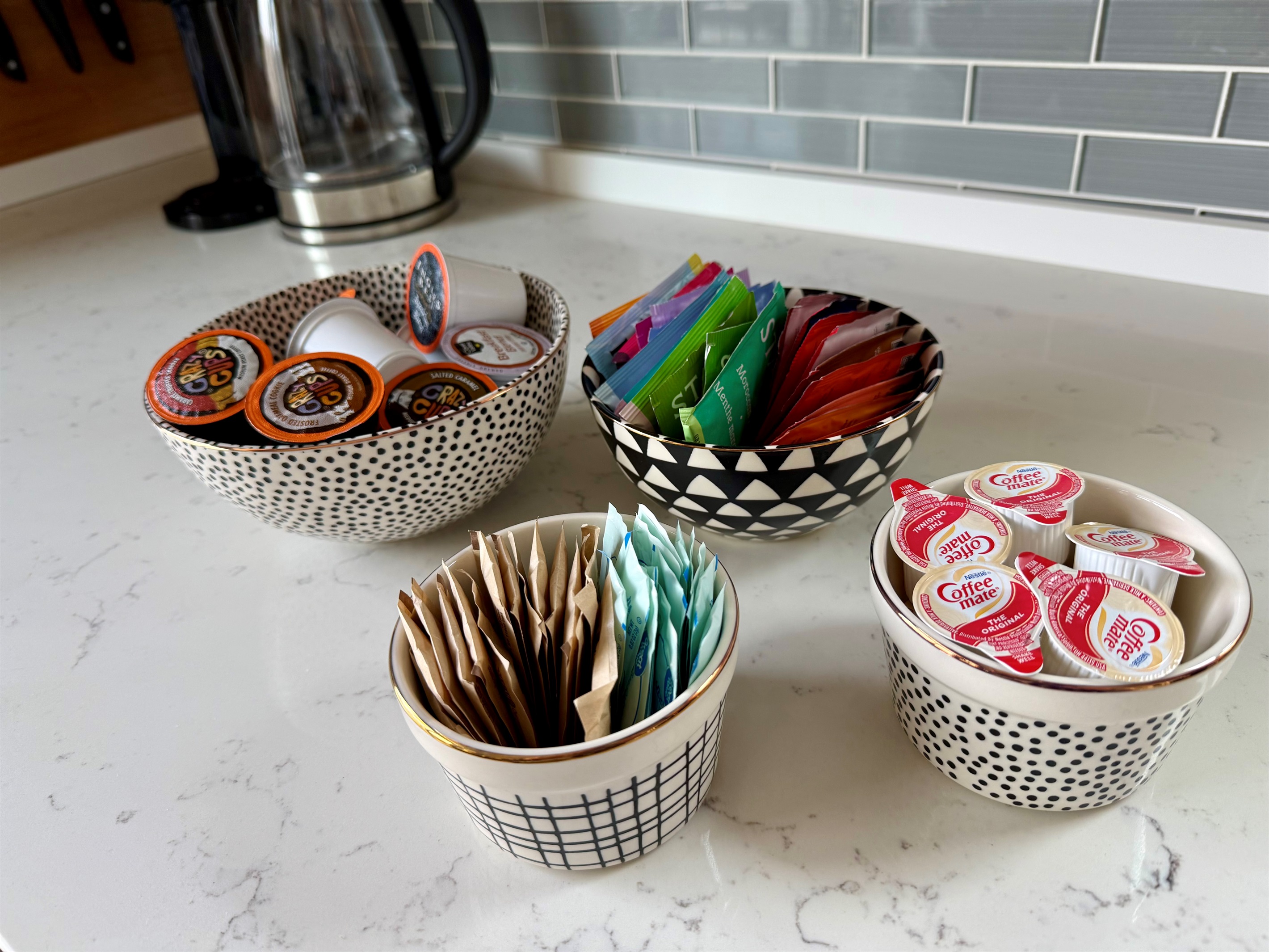 Complimentary coffee, tea, creamer, and sugar- because slow mountain mornings deserve a proper start.
