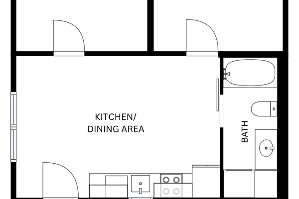 Floor plan (NOTE: 2nd Bedroom Setup as Living Area)