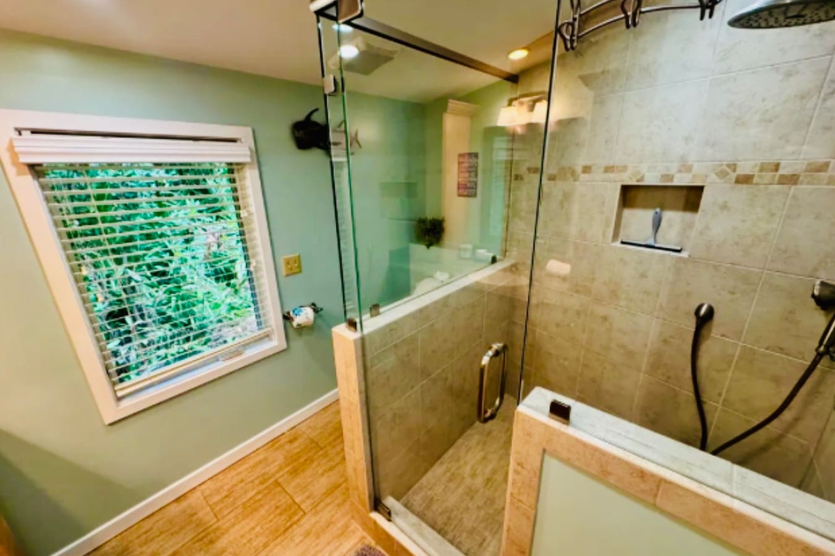 Glass walk-in shower