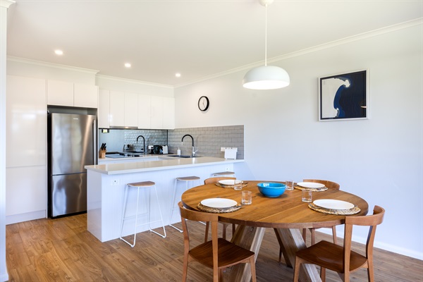 Spacious and light filled kitchen.