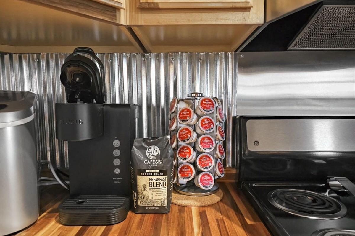 Your morning coffee, Texas-style—brew a fresh cup and start your day right in this charming Hill Country kitchen.