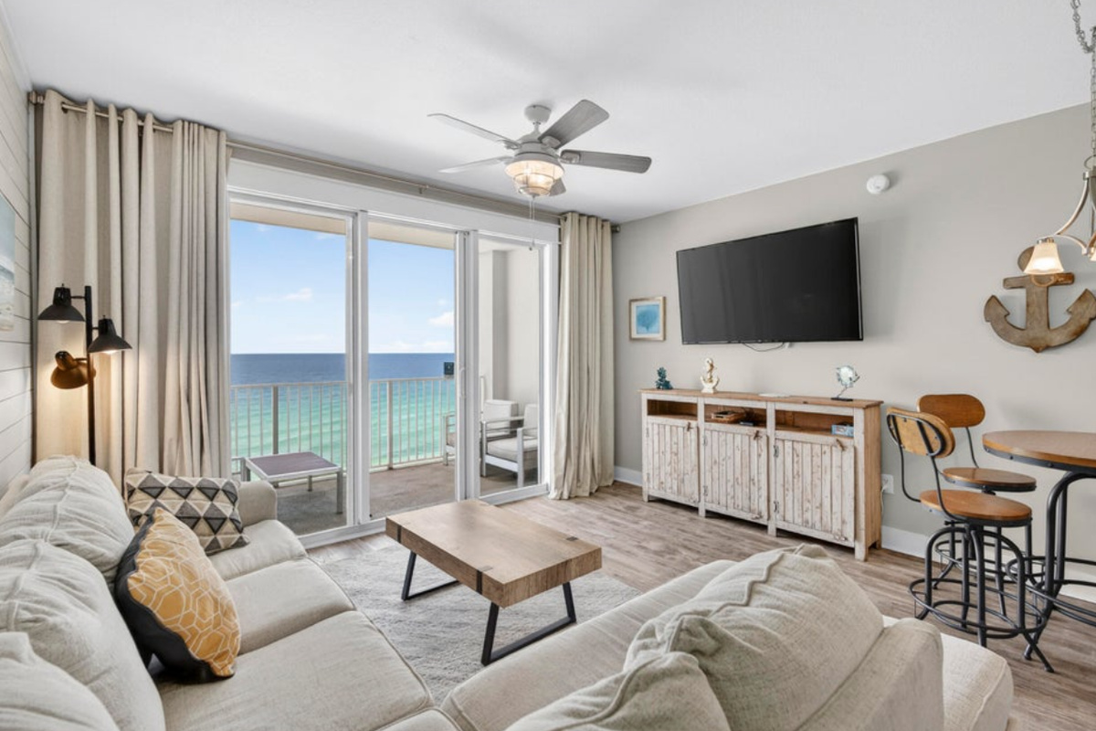 Comfortable living room with sleeper sofa, 65" Smart TV, and Gulf Views! - new furniture and photos coming soon!