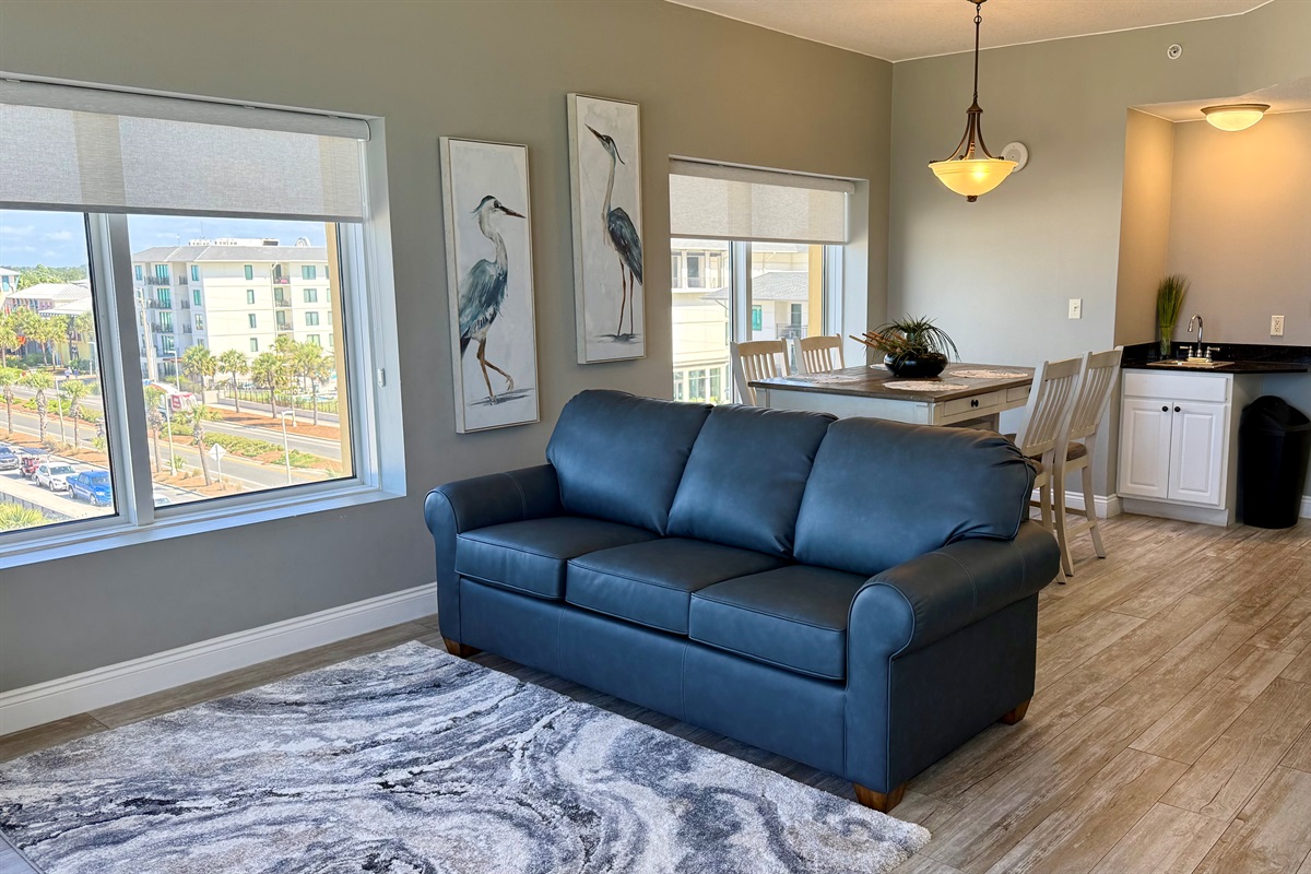 Living Area with large windows and sliding glass doors