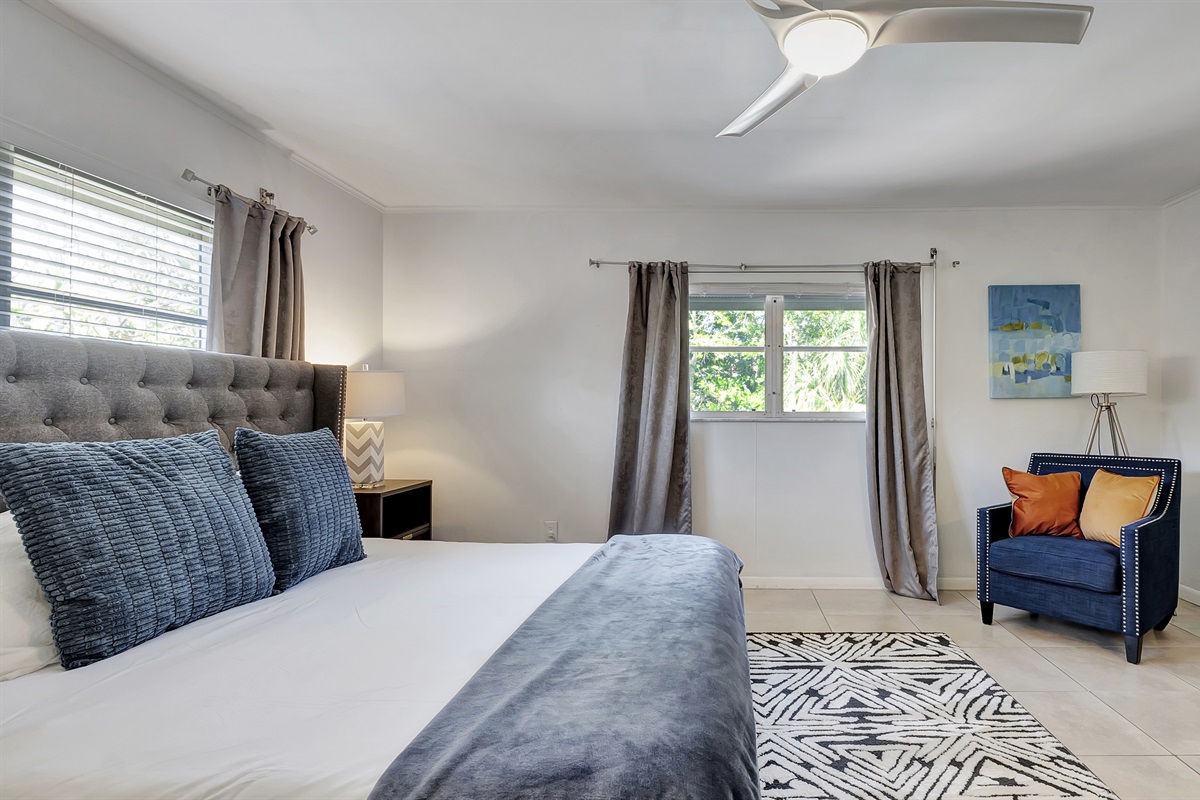 Luxury fabrics in the primary bedroom