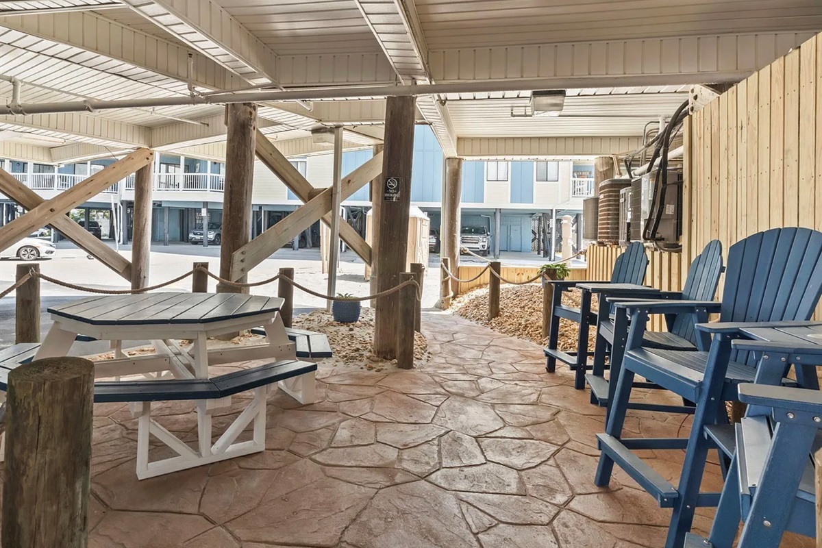 Covered Seating Area by pool