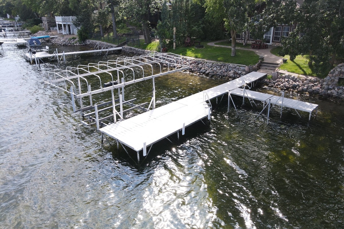 The dock features parking for your watercraft. Great fishing off the dock for crappies, sun fish, large mouth bass, northern pike, and the occasional walleye.