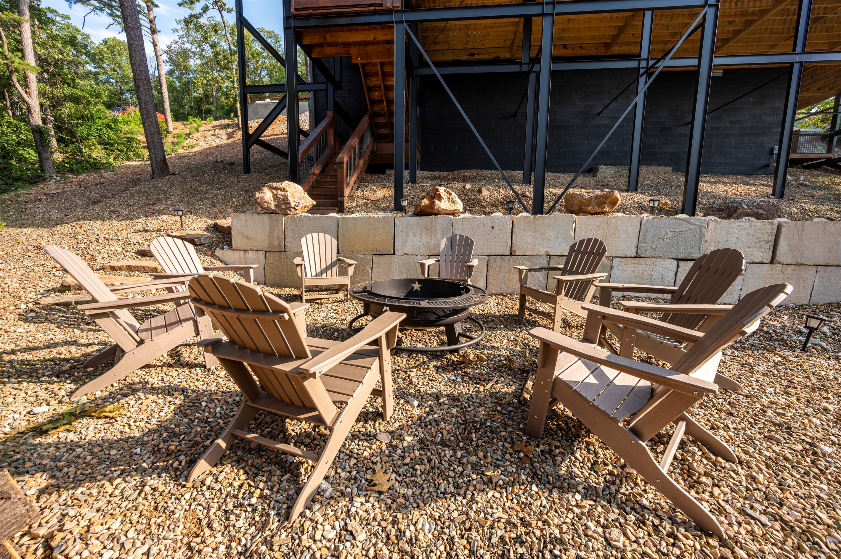 Outdoor fire pit gathering space perfect for stories, s’mores, and starry nights
