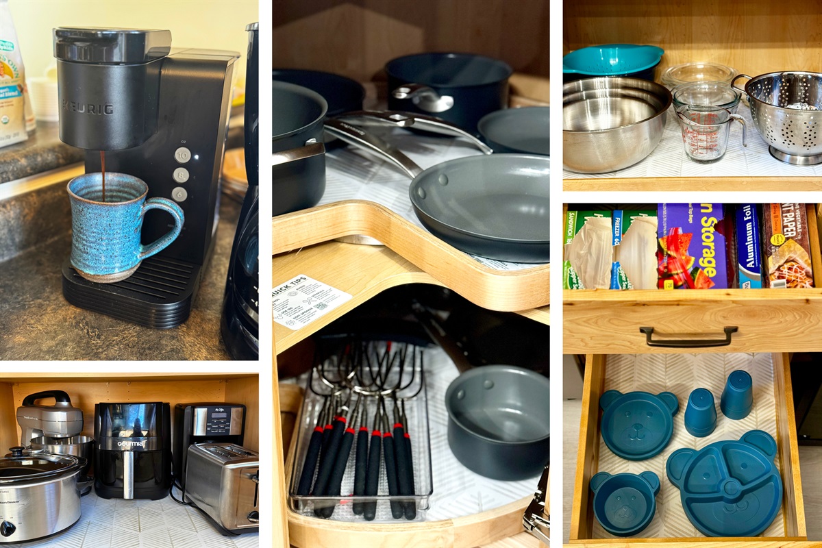 The kitchen is fully stocked for your family, so you can cook full meals (or grab a pizza in Nashville and make snacks and coffee, if that's more your style).