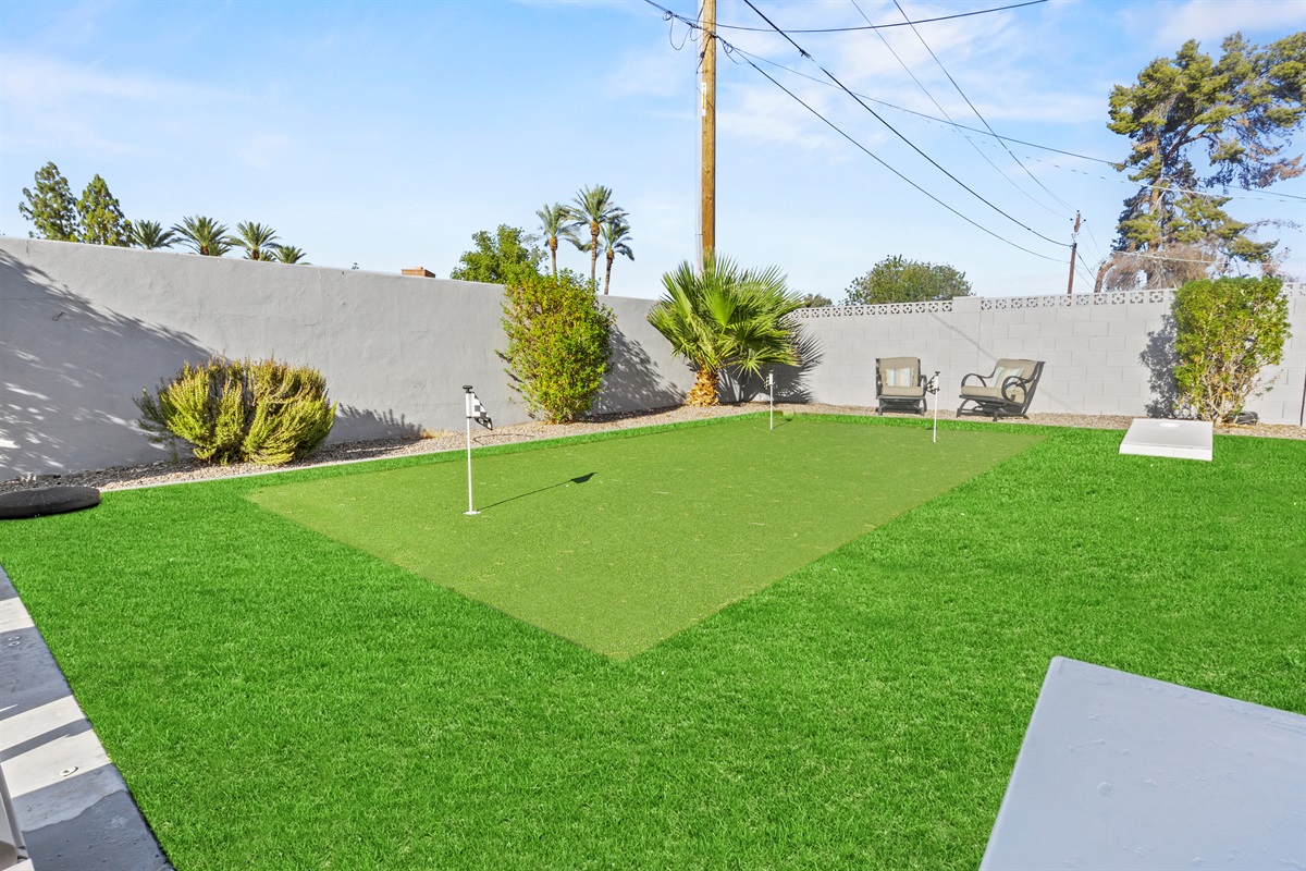 A unique cabin feature guests love: your own private golf practice area, right outside the door.