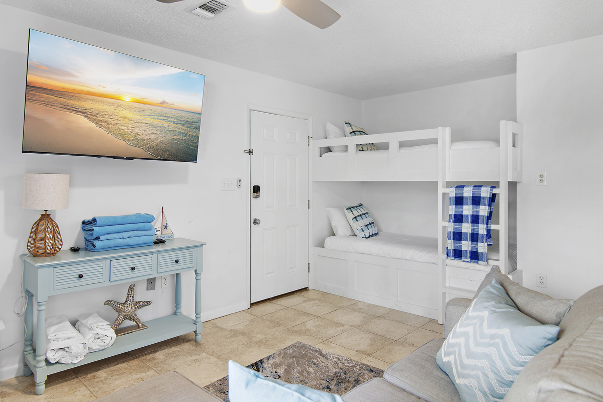 Bunks and a smart TV in the common area