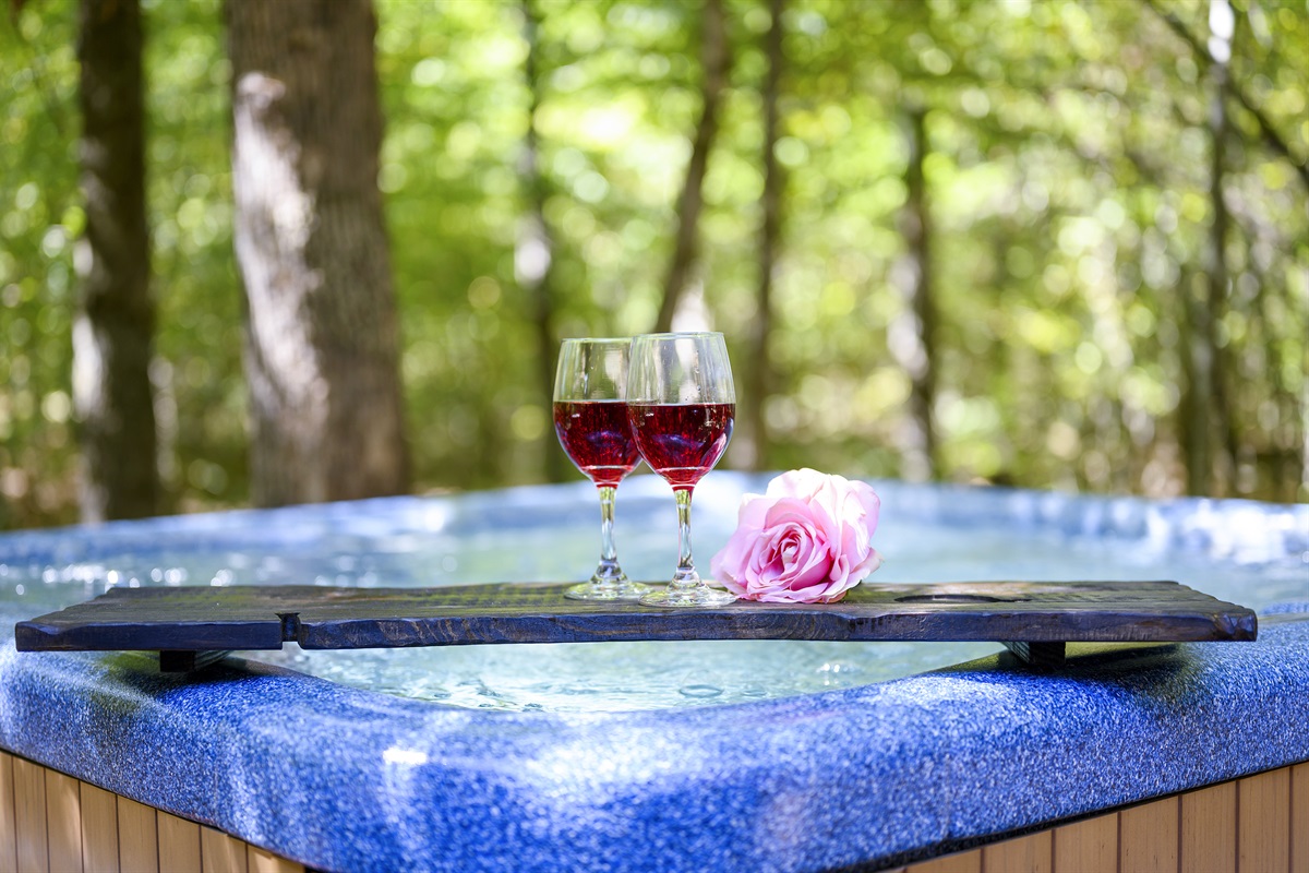 4 person hot tub is open to the starry nights.