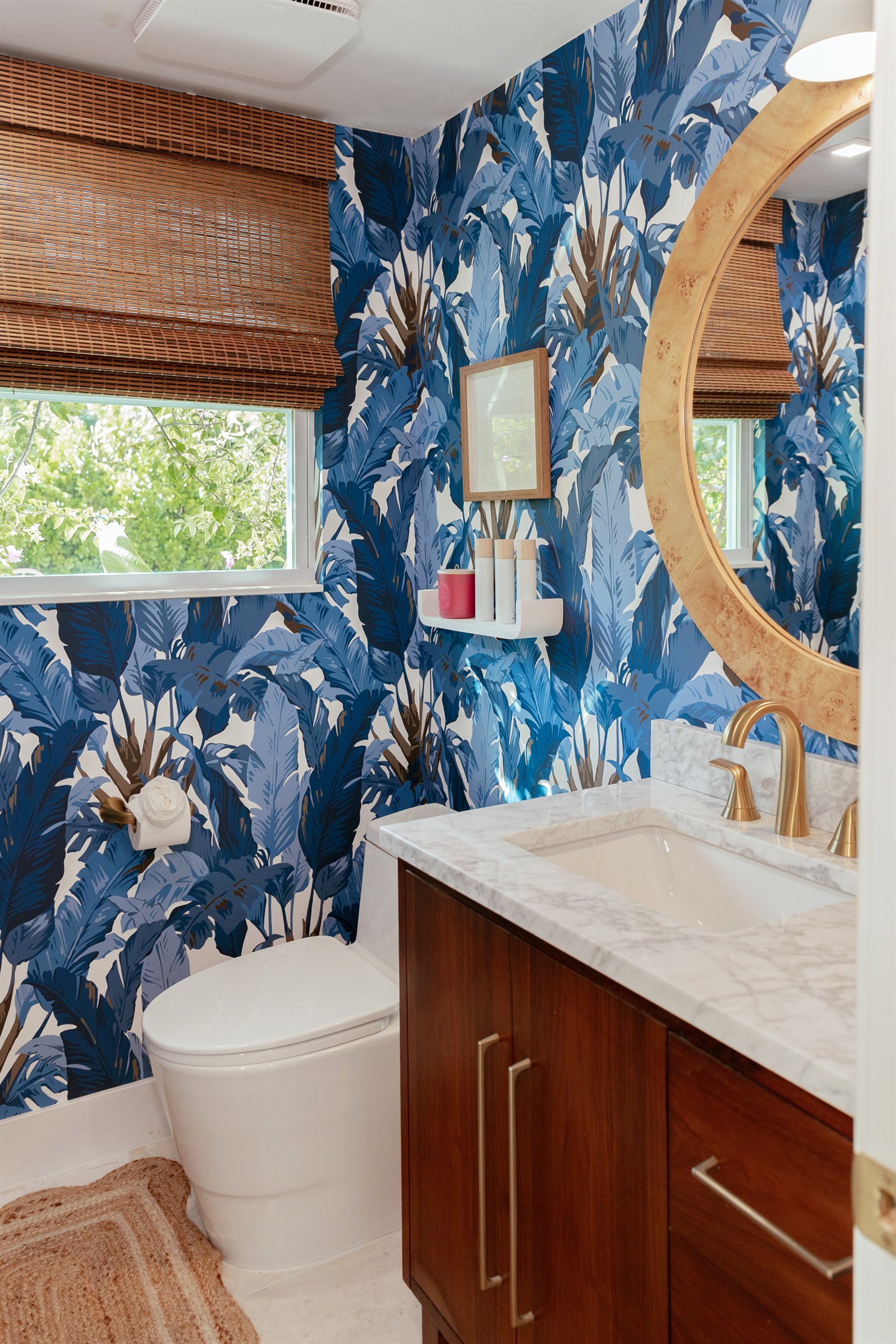 A half bathroom is located just off the kitchen on the main floor of the home.